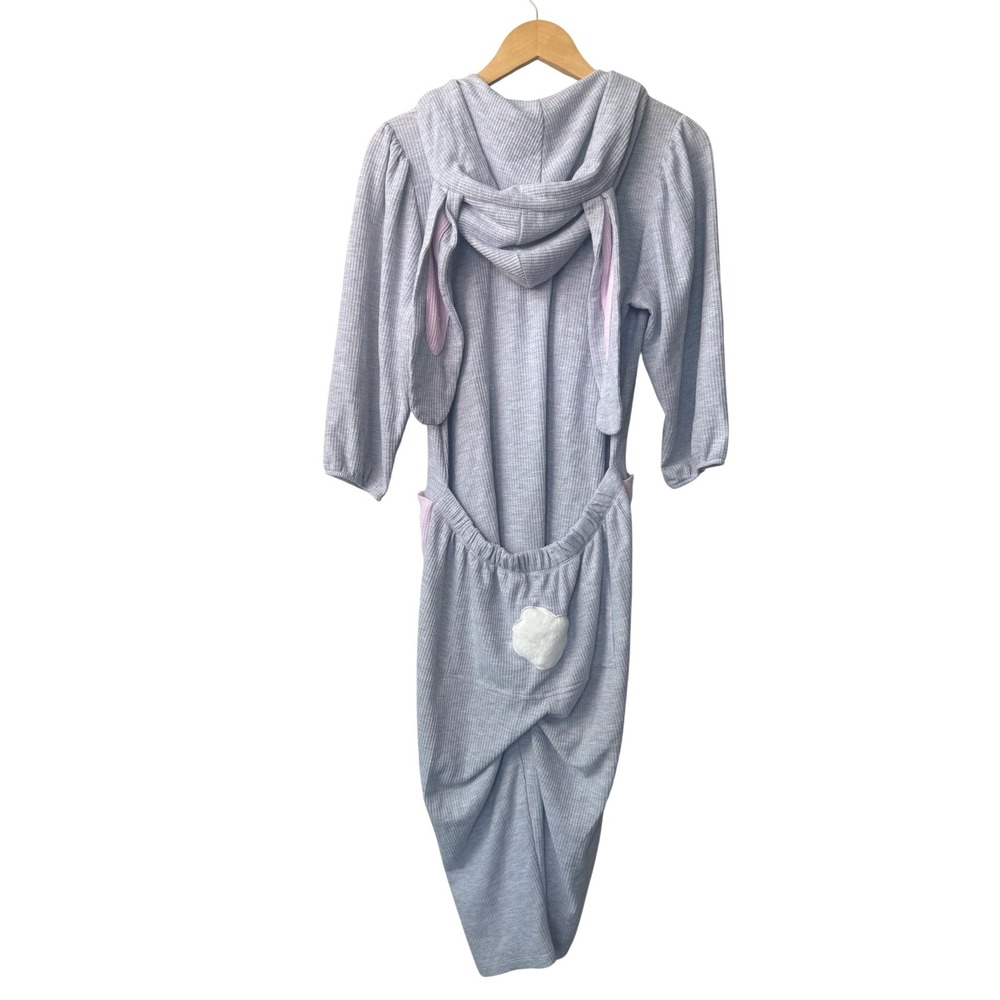 Peter Alexander Womens Waffle Knit Bunny Ear Hooded Loungewear Jumpsuit Size L